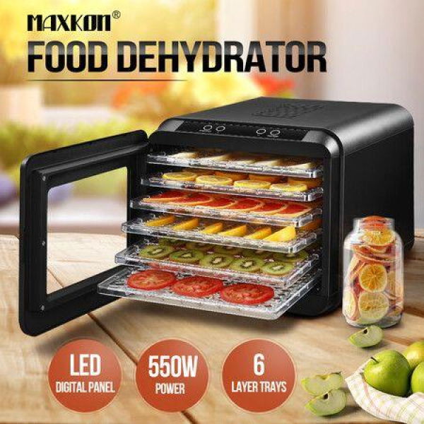 Maxkon Food Dehydrator Fruit Vegetable Meat Dryer Maker Machine 6 Trays And Timer