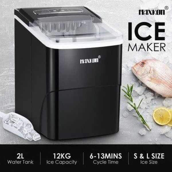 MAXKON Ice Maker Ice Cube Machine 12KG Ice Capacity Black