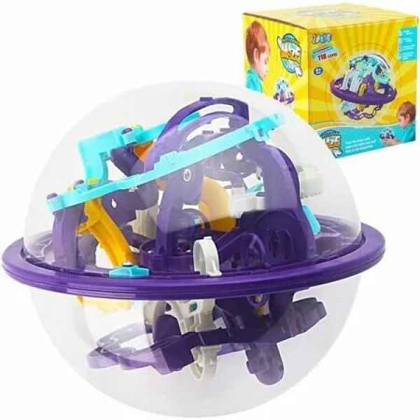 Maze Ball, 3D Interactive Maze Sphere Game 16CM, with 118 Obstacles Labyrinth Puzzle Ball Kids Education Toys Magical Brain Teasers Boy Gifts