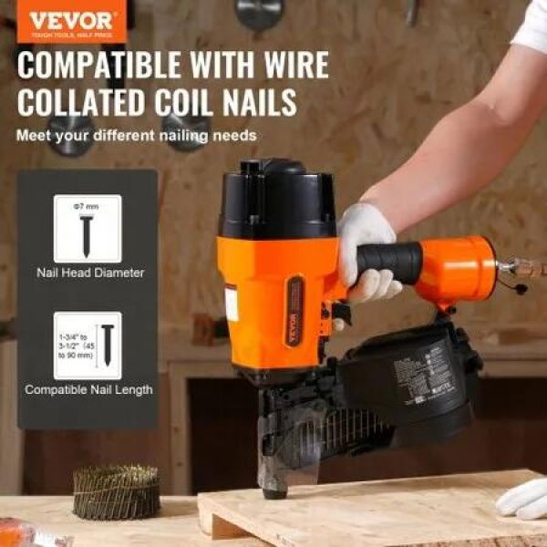 MCN90 Coil Framing Nailer 45mm to 90mm 15 Degree Pneumatic Nail Gun