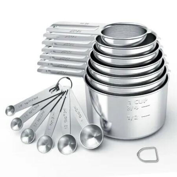 Measuring Cups Spoons Set 13Pcs Stainless Steel Kitchen Gadgets Stackable Tablespoons Cooking Baking Gift Dry Liquid Ingredients