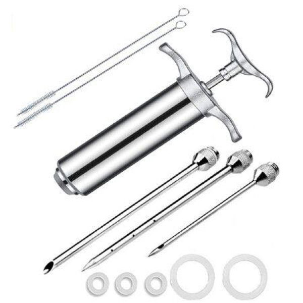 Meat Injector Syringe 2-oz Marinade Flavor Barrel 304 Stainless Steel