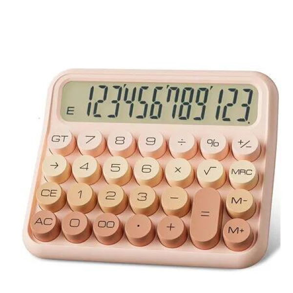 Mechanical Calculator 12 Digit Extra Large 5 Inch LCD Display, Battery Desk Calculator, Big Buttons for Kids Calculator
