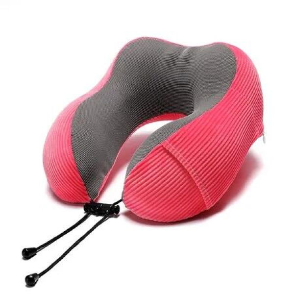 Memory Foam Neck Pillow with 360 Degree Head Support Comfortable Airplane Pillow with Storage Bag Lightweight Traveling Pillow (Red)