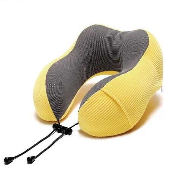 Memory Foam Neck Pillow with 360 Degree Head Support Comfortable Airplane Pillow with Storage Bag Lightweight Traveling Pillow (Yellow)