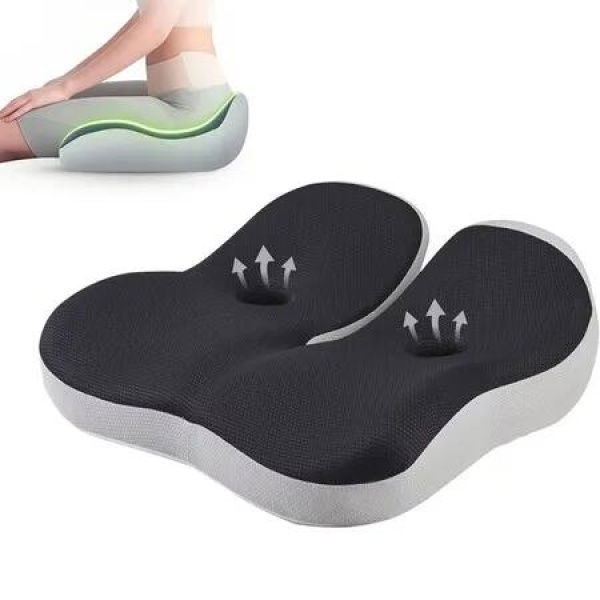 Memory Foam Seat Cushion for Office, Ergonomic Cushions Pad Pillow for Pressure Relief Sciatica and Long Sitting (Black)