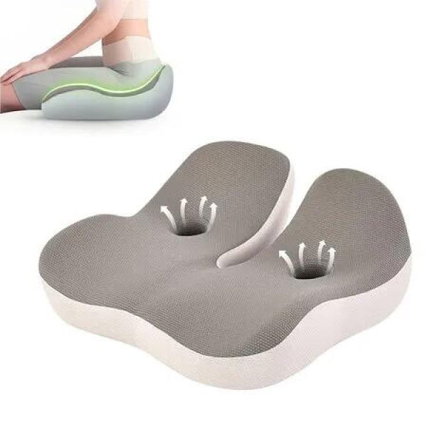 Memory Foam Seat Cushion for Office, Ergonomic Cushions Pad Pillow for Pressure Relief Sciatica and Long Sitting (Grey)