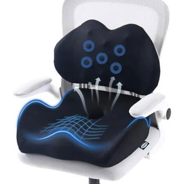 Memory Foam Seat Cushion Lumbar Support Pillow for Sciatica Tailbone Pressure Relief Coccyx Pad for Office Chair Car,Wheelchair,Home