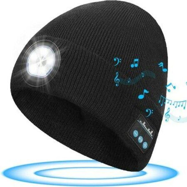 Mens Beanie With Bluetooth And LED 2-in-1 Rechargeable Winter Beanie V5.0 Bluetooth Hat.