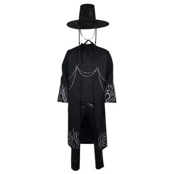 Mens Boys Kpops Jinu Costume Black Sajaboy Jinu Cosplay Costumes Coat Shirt Pant Belt Hat Outfits Halloween Suit Size : Small