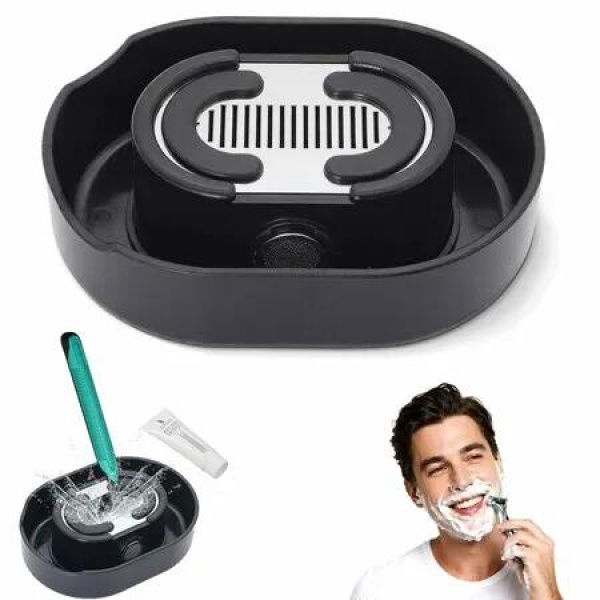 Men's Shaving Razor Rinser Cleaner, Portable Razor Rinser for Shave, Applies to Most Hand Shavers, Quick Cleaning, black