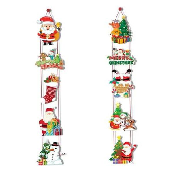 Merry Christmas Banner Hanging, 10 Cards Christmas Door Sign with Santa, Snowman Images, Xmas Porch Door Sign Welcome Banner for Home Winter Xmas, B