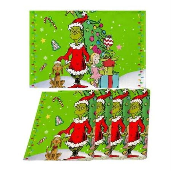 Merry Christmas Placemats Set of 4 Xmas Winter Holiday Believe Theme Party Place Mats for Home Kitchen Dining Table