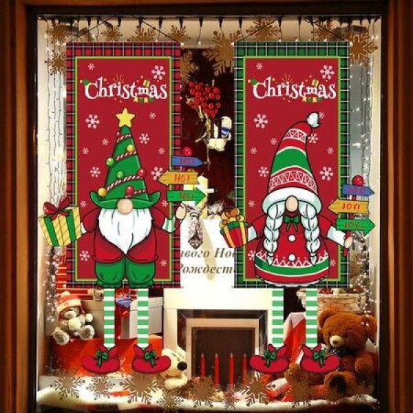 Merry Christmas Wall Sign Christmas Gnonme Porch Banner Christmas Elf Front Door Hanger Holiday Flags Outdoor Indoor Wall Decor Home Christmas Party Supplies