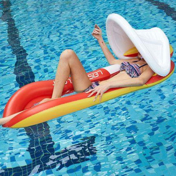 Mesh Pool Floats For Adults With Canopy Inflatable Hammock Pool Lounge Chair Float With Canopy Random Color