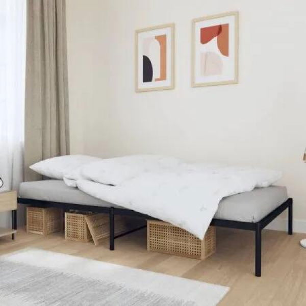 Metal Bed Frame Black 106x203 cm