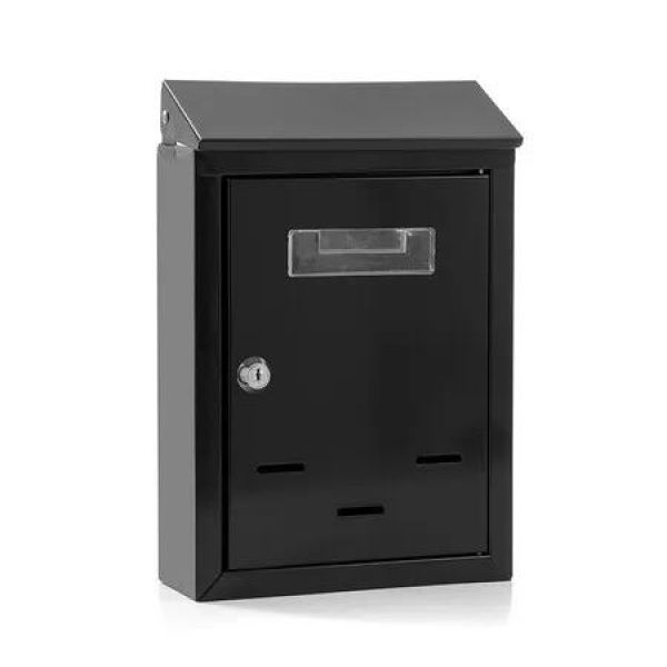 Metal Donation Cash Box Collection Safe Suggestion Box with Lock Wall Mounted Mailbox Delivery Ballot Container Black