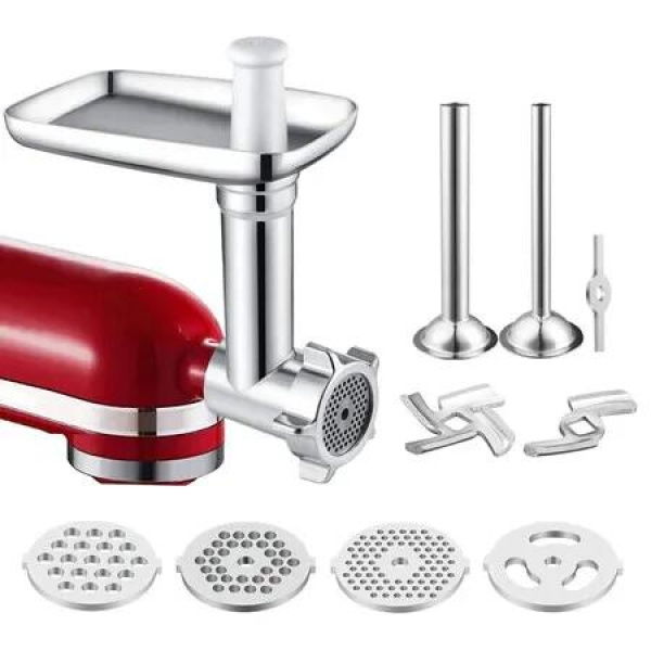 Metal Food Grinder Attachments for KitchenAid Stand Mixers Meat Grinder Sausage Stuffer Silver Machine Mixer Not Included