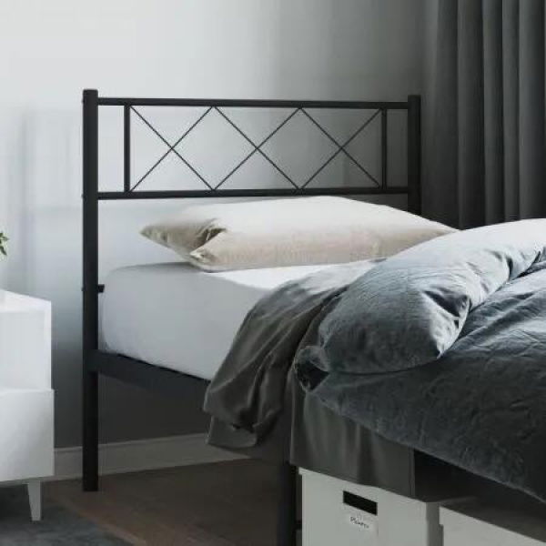 Metal Headboard Black 107 cm King Single