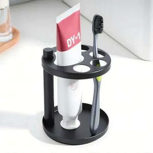 Metal Toothbrush Holder Stand for Bathroom, Stainless Steel Ventilated Organizer with Slots for Electric Toothbrushes, Toothpaste, Razors and Small Comb