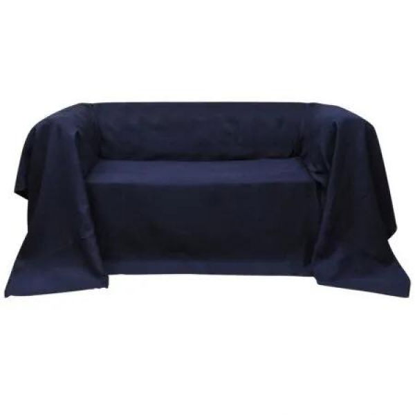 Micro-suede Couch Slipcover Navy Blue 210 x 280 cm