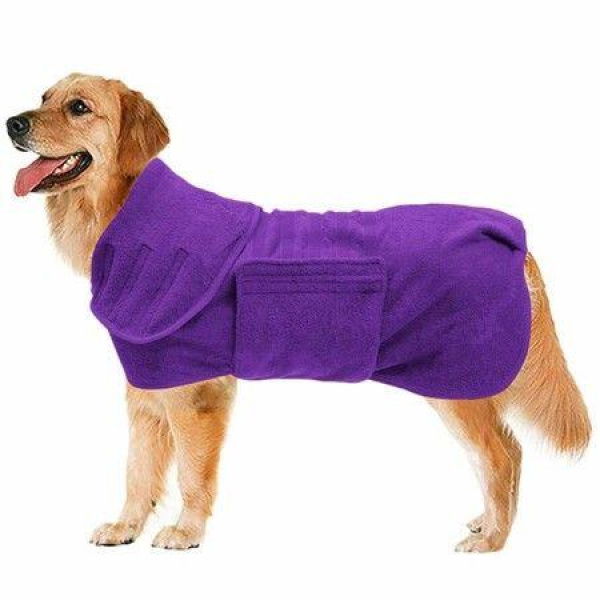 Microfibre Dog Bathrobe Quick-Drying Bath Towel With Velcro Fastener Very Absorbent Bathrobe For Dogs And Cats Pet Towel Purple L