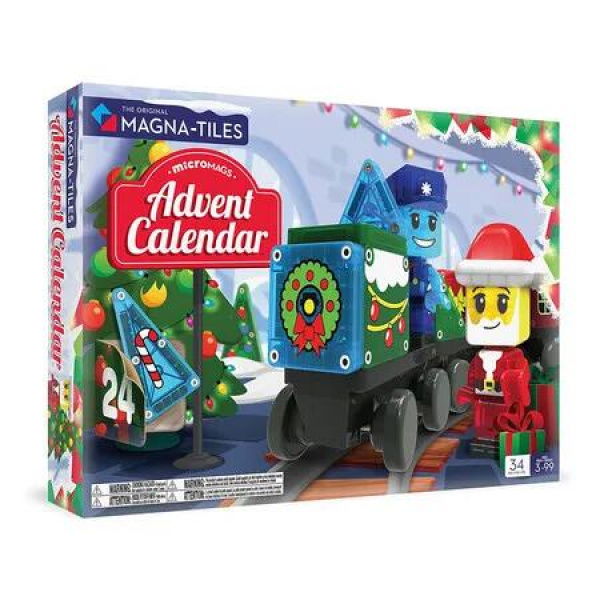 MicroMAGS Advent Calendar 34Pcs Magnetic Construction Set for Boys Girls Age 5 Up