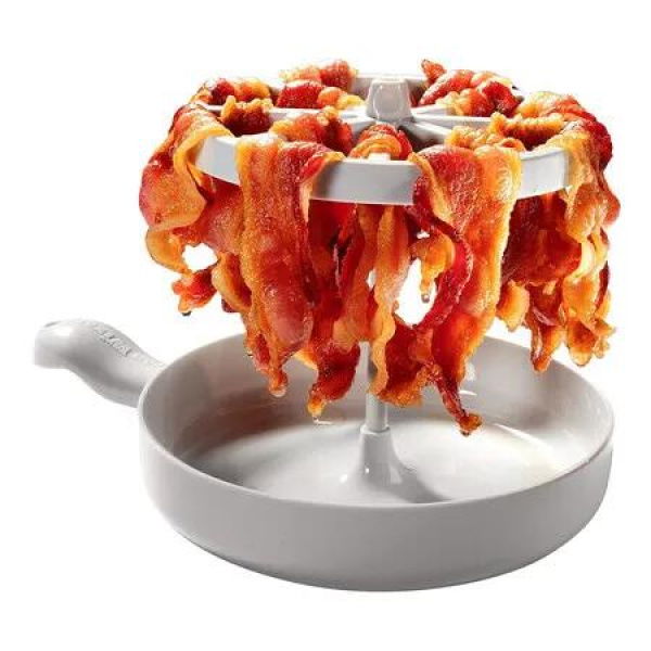 Microwave Bacon Cooker, Bacon Wizard Cooks 1LB of Bacon and Reduces Fat by 40% Crispier, Quicker Bacon Every time, Grease Catcher Makes Clean Up Simple Easily Meal Prep in Kitchen or Dorm