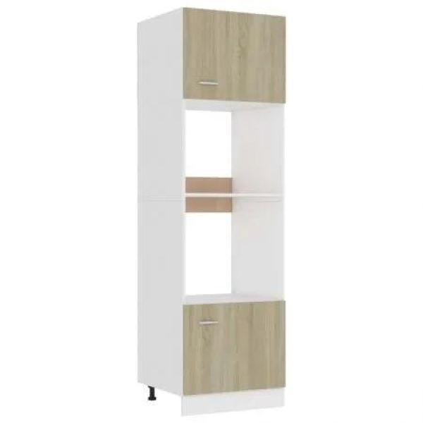 Microwave Cabinet Sonoma Oak 60x57x207 cm Engineered Wood