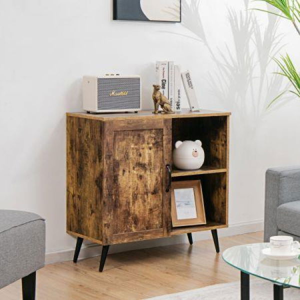 Mid-century Storage Cabinet With Single Door And Adjustable Shelves