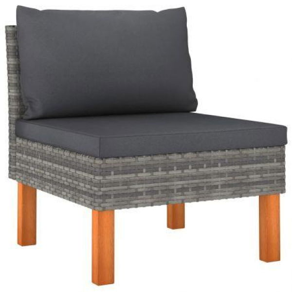 Middle Sofa Poly Rattan And Solid Eucalyptus Wood