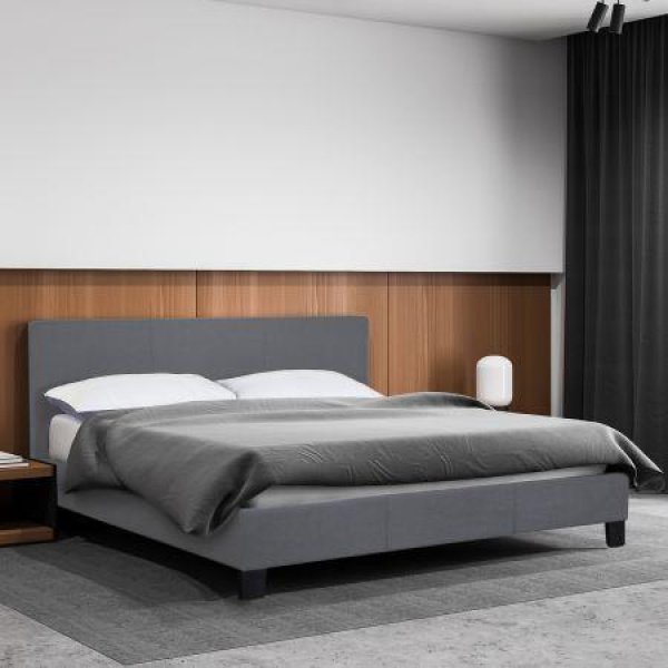 Milano Sienna Luxury Bed With Headboard (Model 2) - Gray No.28 - Queen