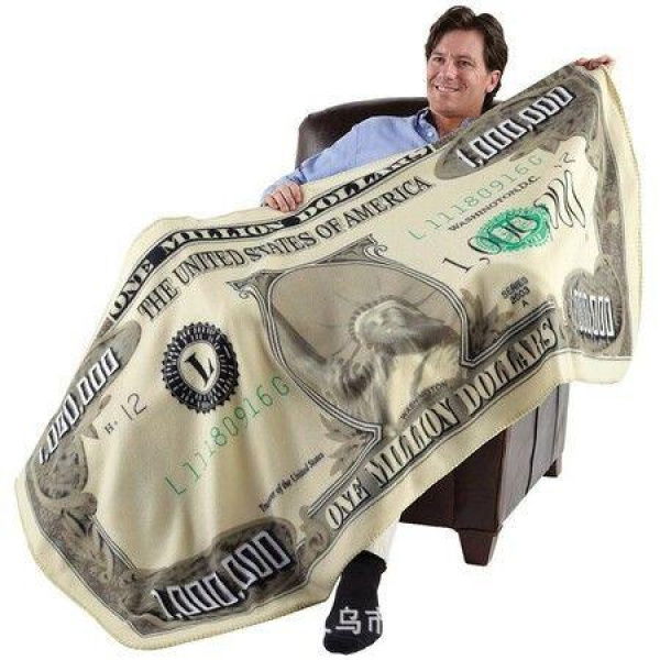 Million Dollar Fortune Blanket Flannel Plush Funny Carpet Home Indoors Camping 75*150cm