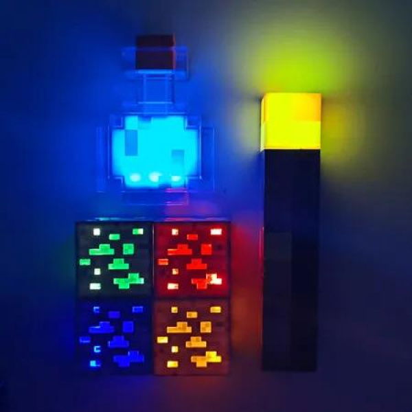 Minecraft Brownstone Torch Lamp LED Night Light Gaming Decor Bedroom Side Table Desk Lighting Accessory 29cm