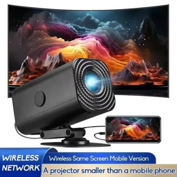 Mini 4K Portable Projector,180 Adjustable,Wi-Fi,USB Power Mode For Indoor Outdoor Movie,Game,Camping,Office Use Color Black