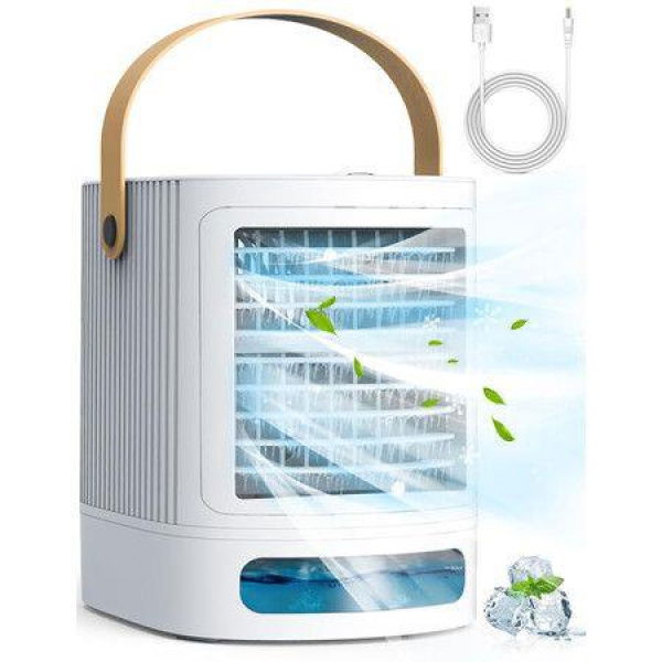 Mini Air Conditioner,Evaporative Air Cooler w/3-Level Humidify & 3 Speeds,7-Color Night Light,USB Powered Desk Portable Air Conditioners,Small Air Conditioner