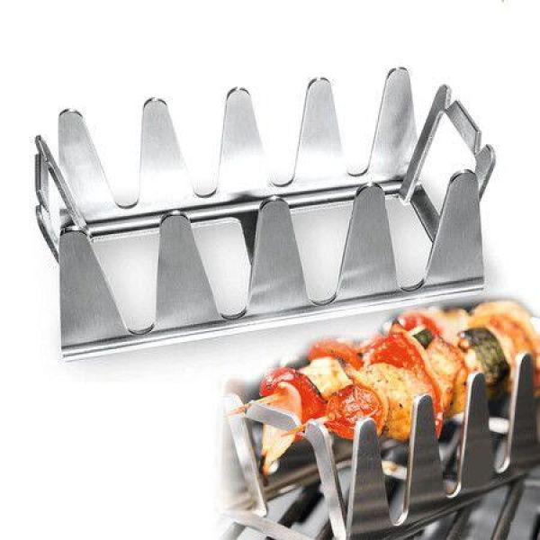 Mini BBQ Rack Skewers Grill BBQ Rescher Mosaic Stainless Steel Kitchen Supplies Home Camping Outdoor Picnic Portable Tools (2 Pack)