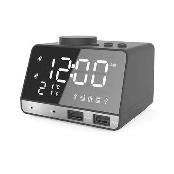 Mini Bluetooth Speaker With FM Radio Digital Clock With USB Port