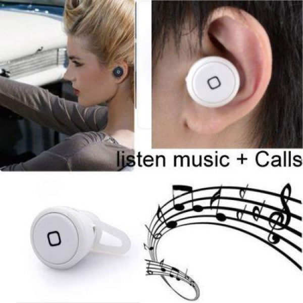 Mini Bluetooth Wireless Stereo Headset Earphone Headphone For IPhone Samsung HTC White