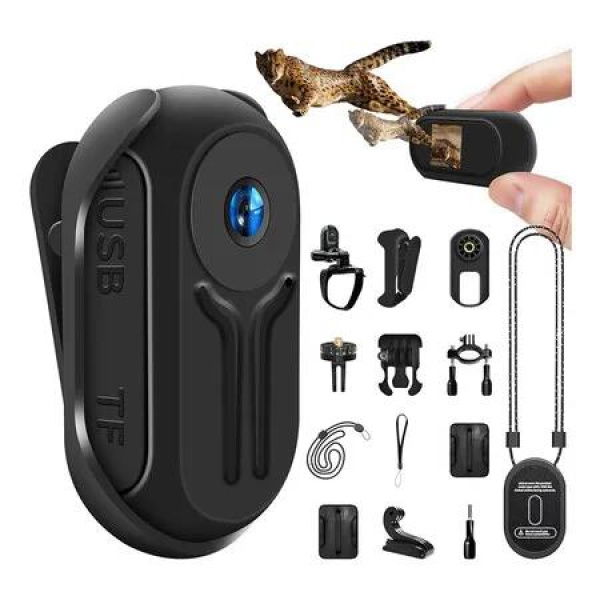 Mini Body Camera 1080P, Action Cameras with 32GB Card, Helmet Camera for Motorcycle, Wearable Cam for Travel Cycling Vlogging (Black)