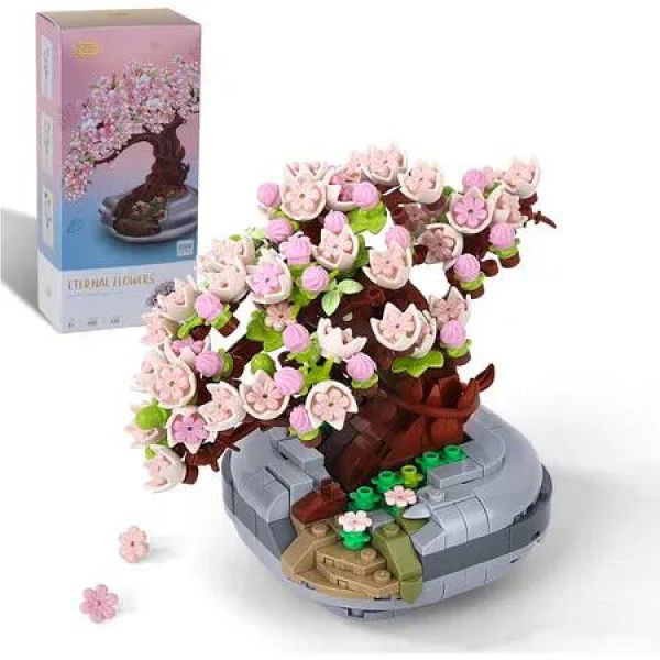 Mini Bricks Cherry Blossoms Plant Building Kit,Bonsai DIY Simulating Plant Ecology Collection Building Toy,426 Pieces Botanical Collection