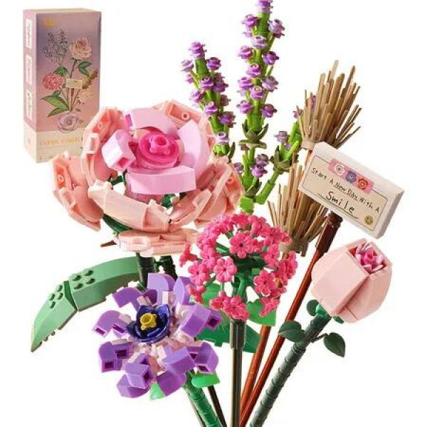 Mini Bricks Flower Bouquet Building Sets, Artificial Flowers, DIY Unique Decoration Home, 547 Pieces Botanical Collection for Gift