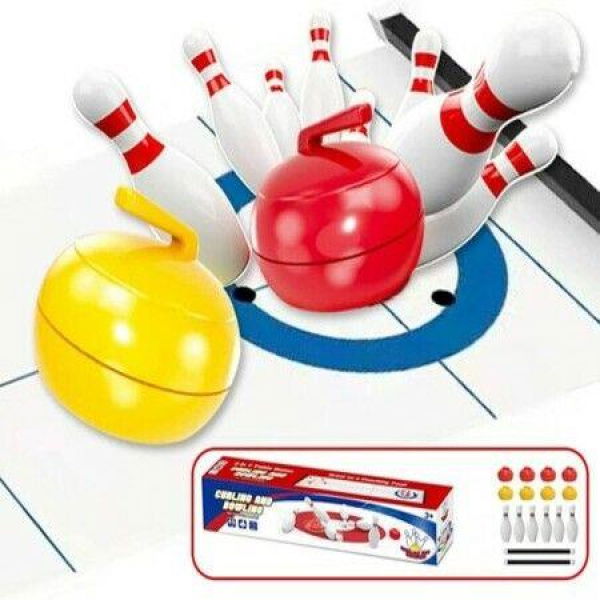 Mini Curling Bowling Board Game Set 2 In 1 Family Interactive Game Tabletop Shuffleboard Toy Best Gifts