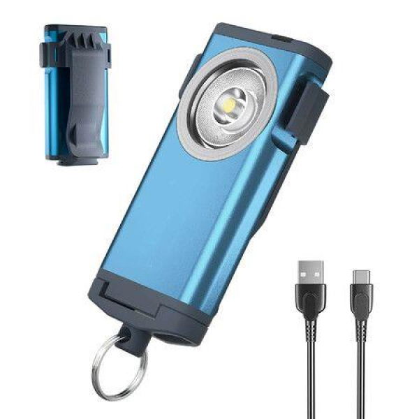 Mini Flashlight Keychain 500 Lumens Rechargeable Pocket Flashlight Magnetic Hat Clip For TravelWalkingHiking-Blue