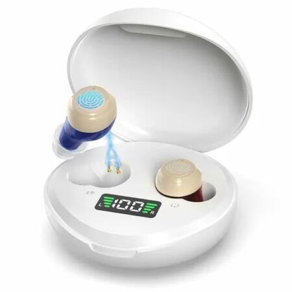 Mini Hearing Aids for Seniors Rechargeable Hearing Aids with Digital Display Portable Hearing Aid with Noise Cancelling