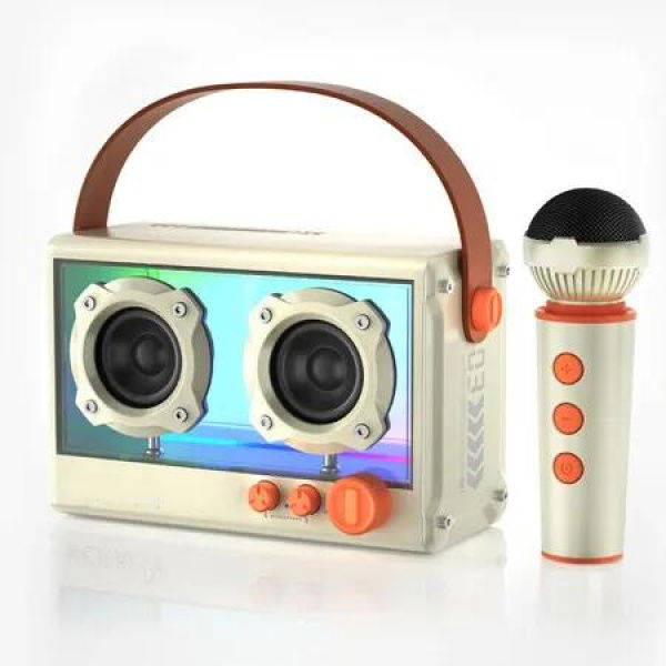 Mini Karaoke Machine with Bluetooth and Wireless Microphone, Karaoke Speaker for Home Party, Outdoor Camping, Christmas Birthday Gifts (White)