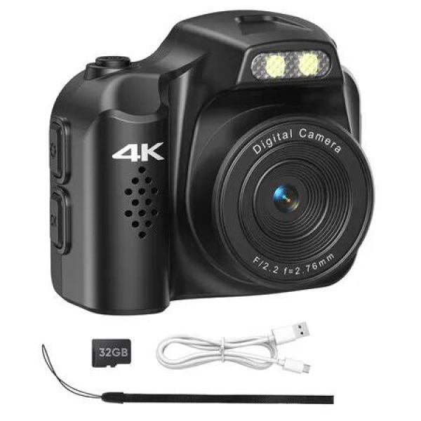 Mini Keychain Camera 4K Digital Tiny Camera with 32GB Card,Fun Pocket Sized Gadget,Collectible Gift,Black