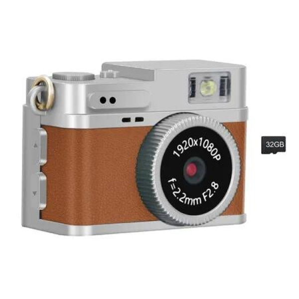 Mini Keychain Digital Camera 1080P FHD Recording with 0.96In IPS Screen,H.264 Compression,AVI Format - Ideal for Travel,Study,Concerts Brown