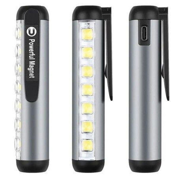 Mini LED Flashlight XPE+COB Lamp Beads Ultra-bright Torch With Clip Waterproof Flashlight.