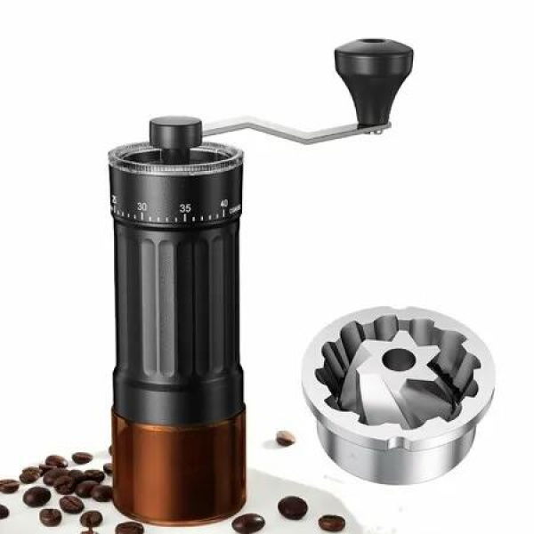 Mini Manual Coffee Grinder with CNC Stainless Steel Conical Burr and 40 Adjustable Settings,Portable Hand Coffee Bean Mill with 30g Capacity and Crank